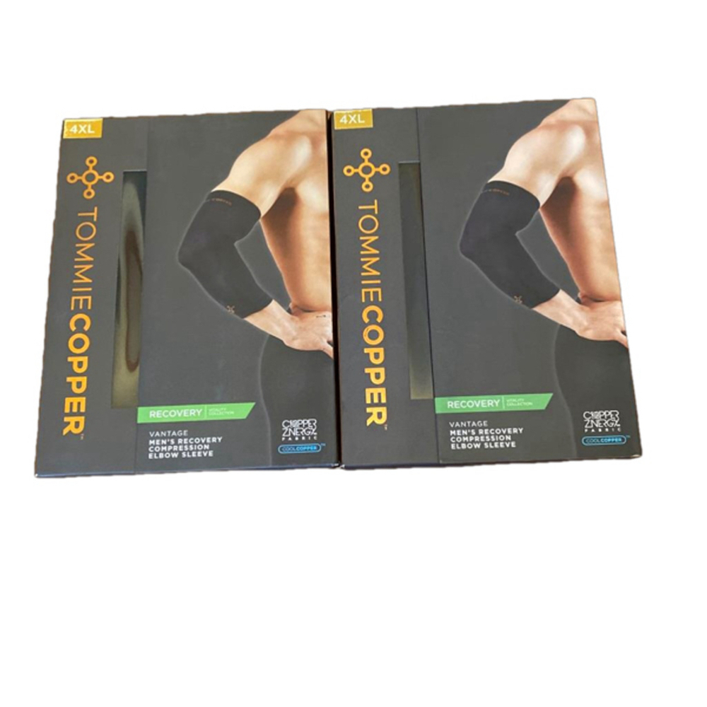 NWT 2 Pack Men's Tommie Copper Elbow Sleeve 4XL Black